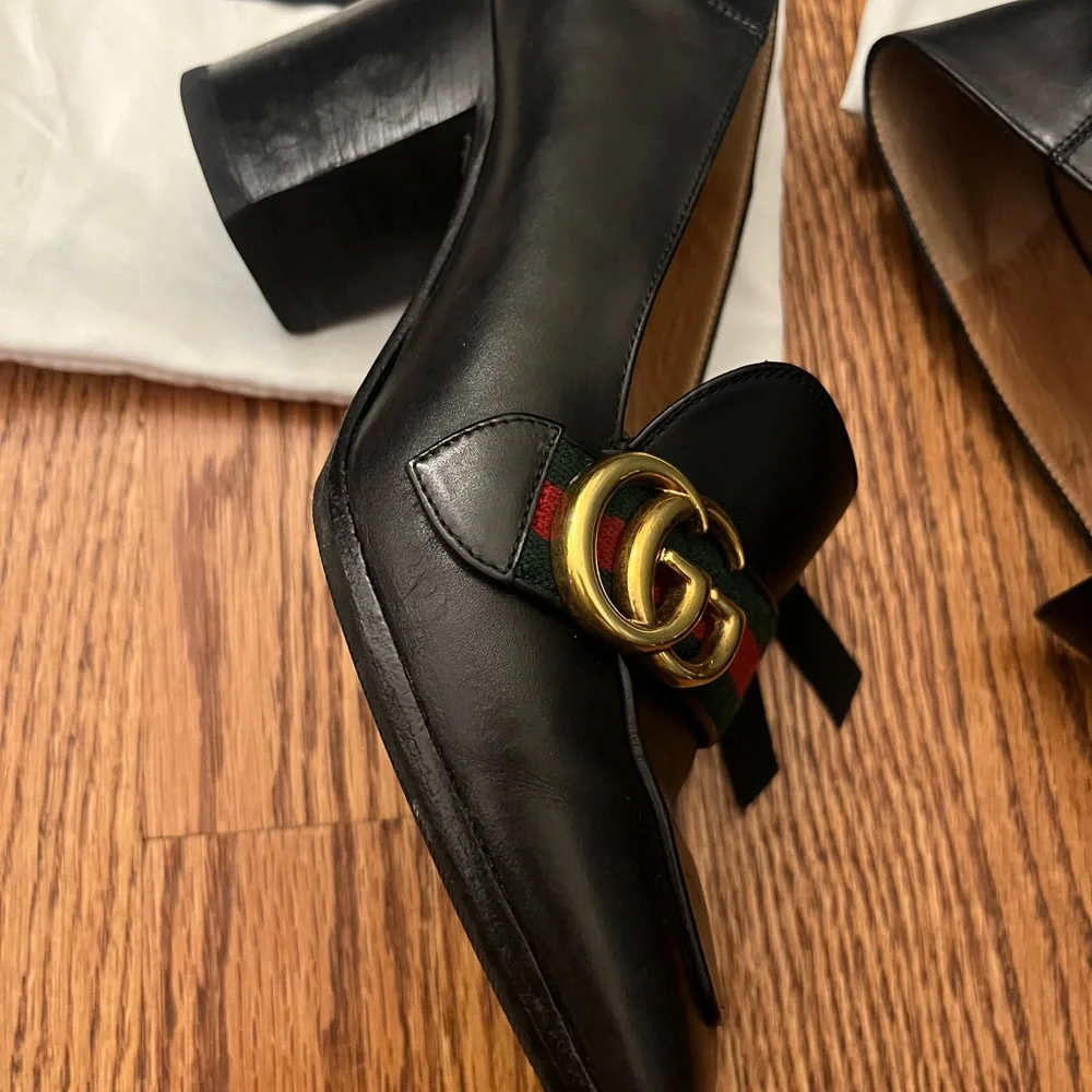 Gucci Black Leather Peyton Loafer Pumps - Picture 8 of 16